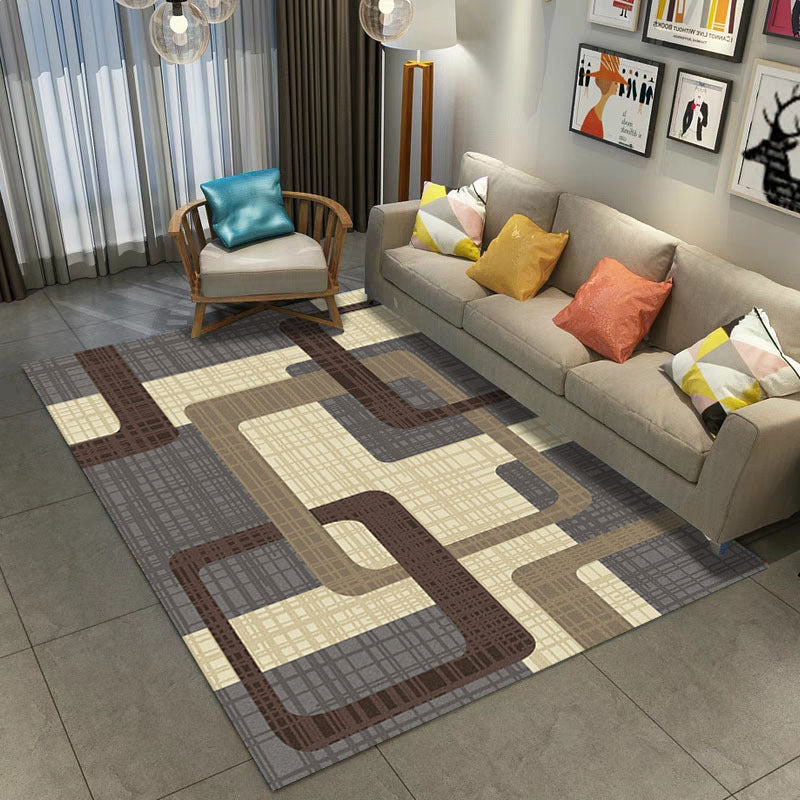 Aesthetics Abstract Area Rug Multi Colored Industrial Rug Synthetics Anti-Slip Stain Resistant Machine Washable Rug for Living Room Brown Clearhalo 'Area Rug' 'Rug' 2170851