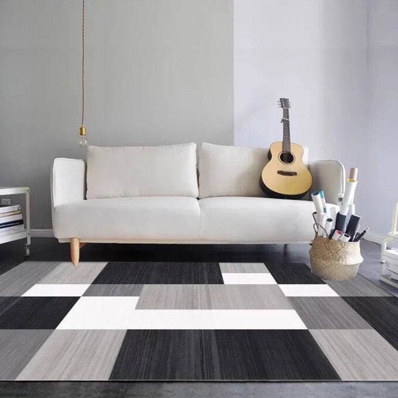 Aesthetics Abstract Area Rug Multi Colored Industrial Rug Synthetics Anti-Slip Stain Resistant Machine Washable Rug for Living Room Black-White Clearhalo 'Area Rug' 'Rug' 2170853