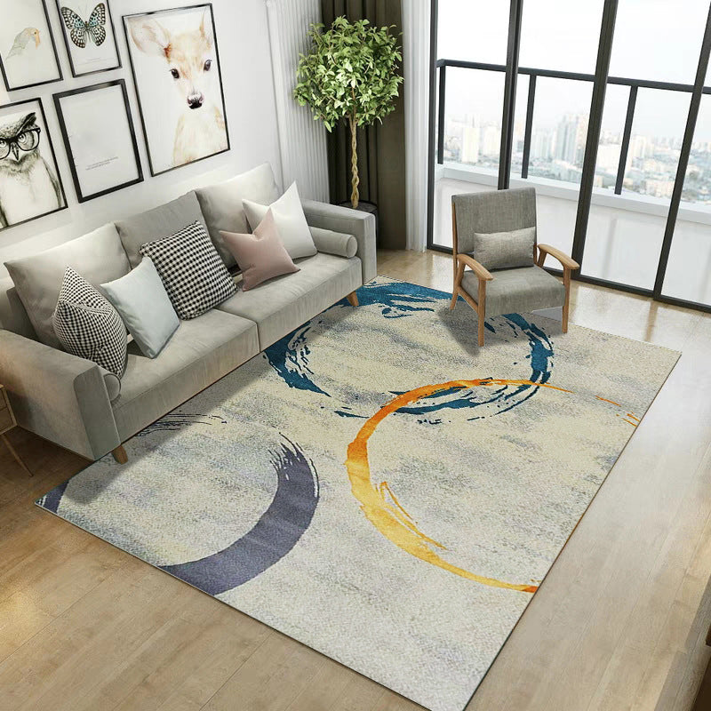 Grey Abstract Area Rug Synthetics Industrial Rug Washable Anti