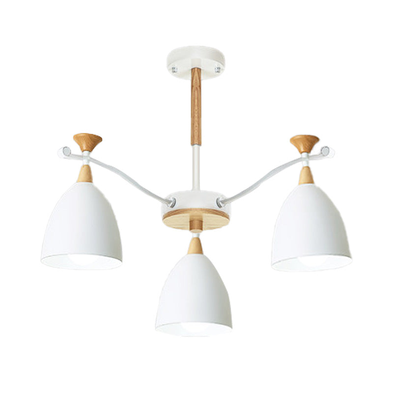 Contemporary Cone Chandelier Pendant Light Metal 3/6/8 Lights Hanging Ceiling Light in Grey/White/Green for Bedroom Clearhalo 'Ceiling Lights' 'Chandeliers' 'Modern Chandeliers' 'Modern' Lighting' 217093