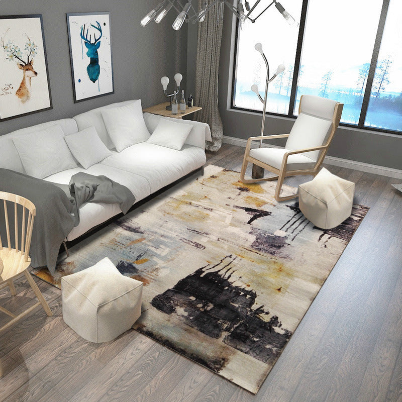 Steampunk Post-Expressionism Rug Multicolor Polypropylene Rug Non-Slip Stain Resistant Pet Friendly Area Carpet for Home Black Clearhalo 'Area Rug' 'Rug' 2170976