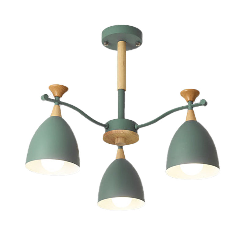 Contemporary Cone Chandelier Pendant Light Metal 3/6/8 Lights Hanging Ceiling Light in Grey/White/Green for Bedroom Clearhalo 'Ceiling Lights' 'Chandeliers' 'Modern Chandeliers' 'Modern' Lighting' 217102