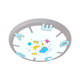 Kids Round Shade Flush Ceiling Light Plastic LED Bedroom Flush Pendant Ceiling Light with Letter Pattern in Blue/Pink Clearhalo 'Ceiling Lights' 'Close To Ceiling Lights' 'Close to ceiling' 'Flush mount' Lighting' 217114