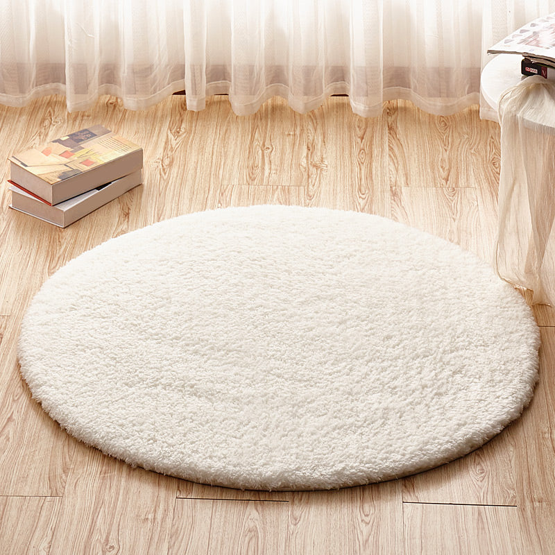 Simplicity Solid Color Rug Multicolor Faux Fleece Carpet Machine Wash Anti-Slip Backing Rug for Bedroom White Clearhalo 'Area Rug' 'Casual' 'Rugs' Rug' 2171252