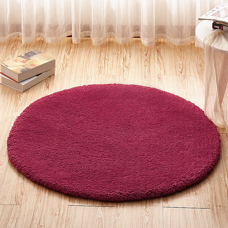 Simplicity Solid Color Rug Multicolor Faux Fleece Carpet Machine Wash Anti-Slip Backing Rug for Bedroom Burgundy Clearhalo 'Area Rug' 'Casual' 'Rugs' Rug' 2171255