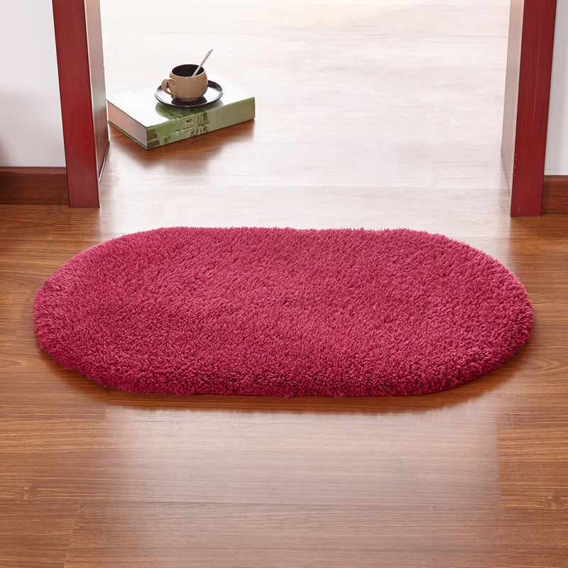 Multicolor Front Door Rug Casual Plain Carpet Faux Wool Anti-Slip Backing Handmade Rug Burgundy Clearhalo 'Area Rug' 'Casual' 'Rugs' Rug' 2171276