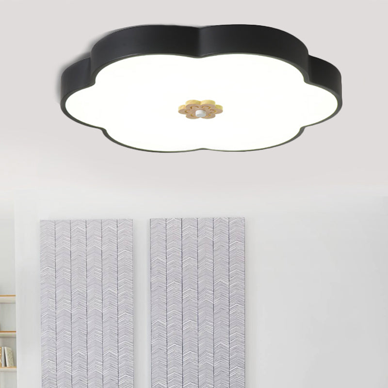 12"/16" Dia Flower Flush Mount Fixture Modern Style Metal LED Black/White Ceiling Mounted Light with Acrylic Diffuser Black 16" Clearhalo 'Ceiling Lights' 'Close To Ceiling Lights' 'Close to ceiling' 'Flush mount' Lighting' 217128