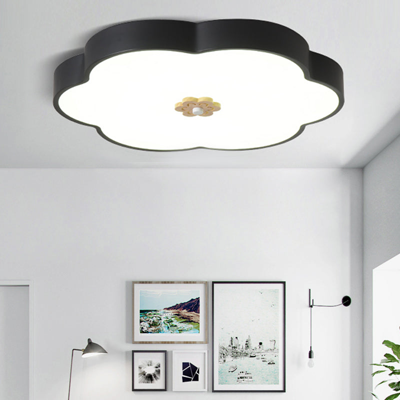 12"/16" Dia Flower Flush Mount Fixture Modern Style Metal LED Black/White Ceiling Mounted Light with Acrylic Diffuser Clearhalo 'Ceiling Lights' 'Close To Ceiling Lights' 'Close to ceiling' 'Flush mount' Lighting' 217129