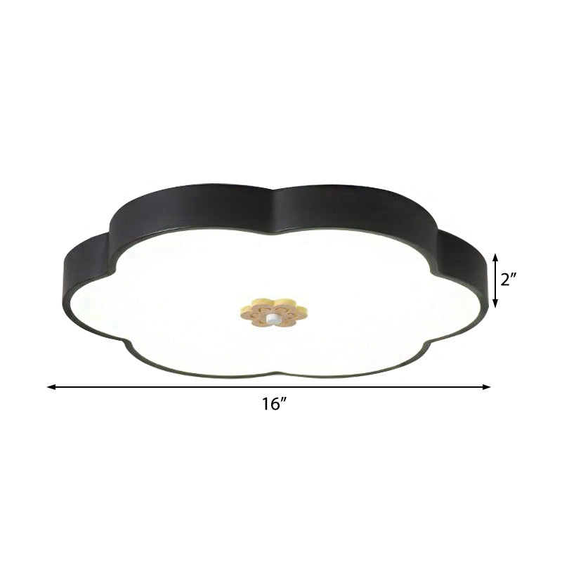 12"/16" Dia Flower Flush Mount Fixture Modern Style Metal LED Black/White Ceiling Mounted Light with Acrylic Diffuser Clearhalo 'Ceiling Lights' 'Close To Ceiling Lights' 'Close to ceiling' 'Flush mount' Lighting' 217131