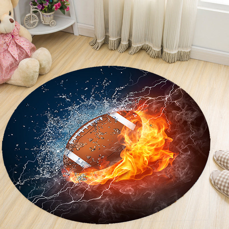 Vivid 3D Print Area Rug Multicolor Contemporary Rug Synthetics Pet Friendly Non-Slip Washable Rug for Bedroom Blue-Orange Clearhalo 'Area Rug' 'Rug' 2171426