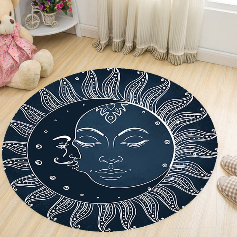 Vivid 3D Print Area Rug Multicolor Contemporary Rug Synthetics Pet Friendly Non-Slip Washable Rug for Bedroom Navy Clearhalo 'Area Rug' 'Rug' 2171431