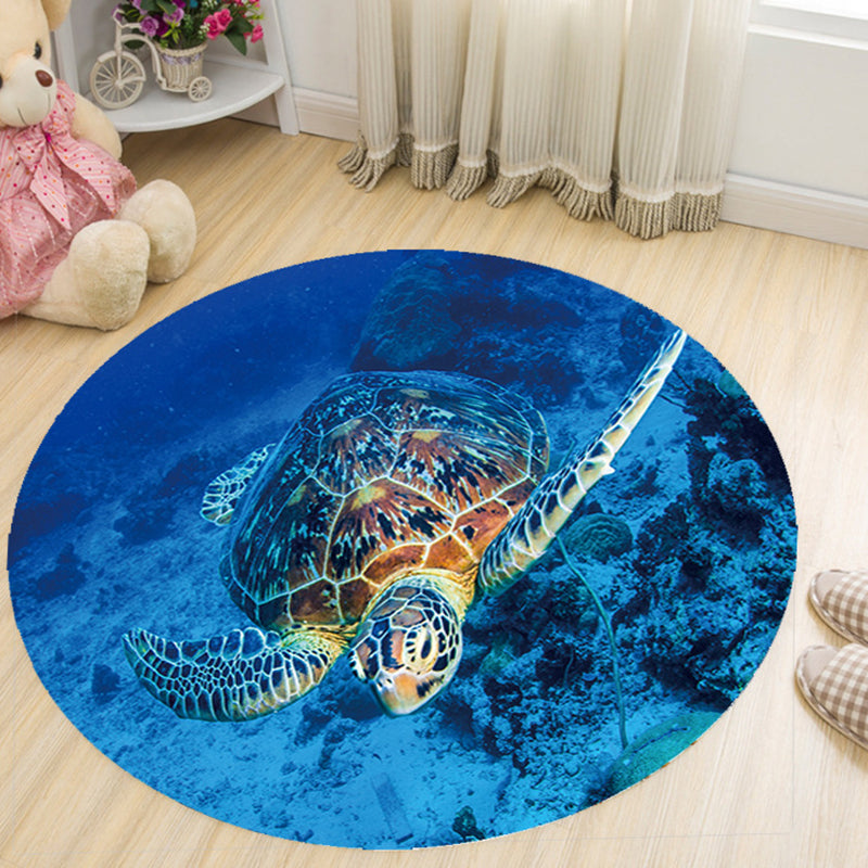 Vivid 3D Print Area Rug Multicolor Contemporary Rug Synthetics Pet Friendly Non-Slip Washable Rug for Bedroom Ocean Blue Clearhalo 'Area Rug' 'Rug' 2171434