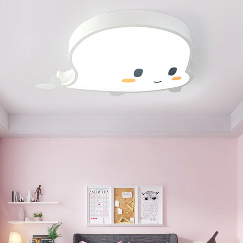 Whale Child Bedroom Flush Pendant Light Acrylic and Metal LED Cartoon Style Flush Mount Lamp in Blue/Pink Clearhalo 'Ceiling Lights' 'Close To Ceiling Lights' 'Close to ceiling' 'Flush mount' Lighting' 217144