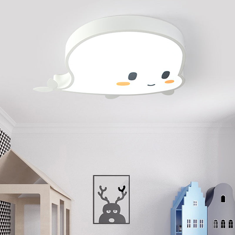 Whale Child Bedroom Flush Pendant Light Acrylic and Metal LED Cartoon Style Flush Mount Lamp in Blue/Pink Clearhalo 'Ceiling Lights' 'Close To Ceiling Lights' 'Close to ceiling' 'Flush mount' Lighting' 217145