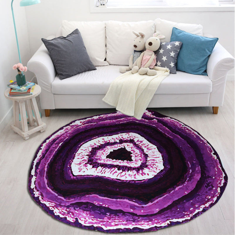 Multicolor 3D Tree Rings Rug Polypropylene Contemporary Rug Washable Non-Slip Backing Pet Friendly Rug for Great Room Dark Purple Clearhalo 'Area Rug' 'Rug' 2171516