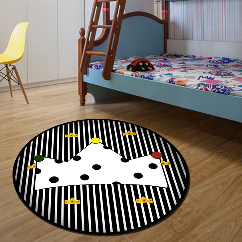 Unique 3D Cartoon Rug Multi Color Novelty Carpet Polypropylene Non-Slip Backing Stain Resistant Washable Rug for Bedroom Black-White Clearhalo 'Area Rug' 'Rug' 2171563