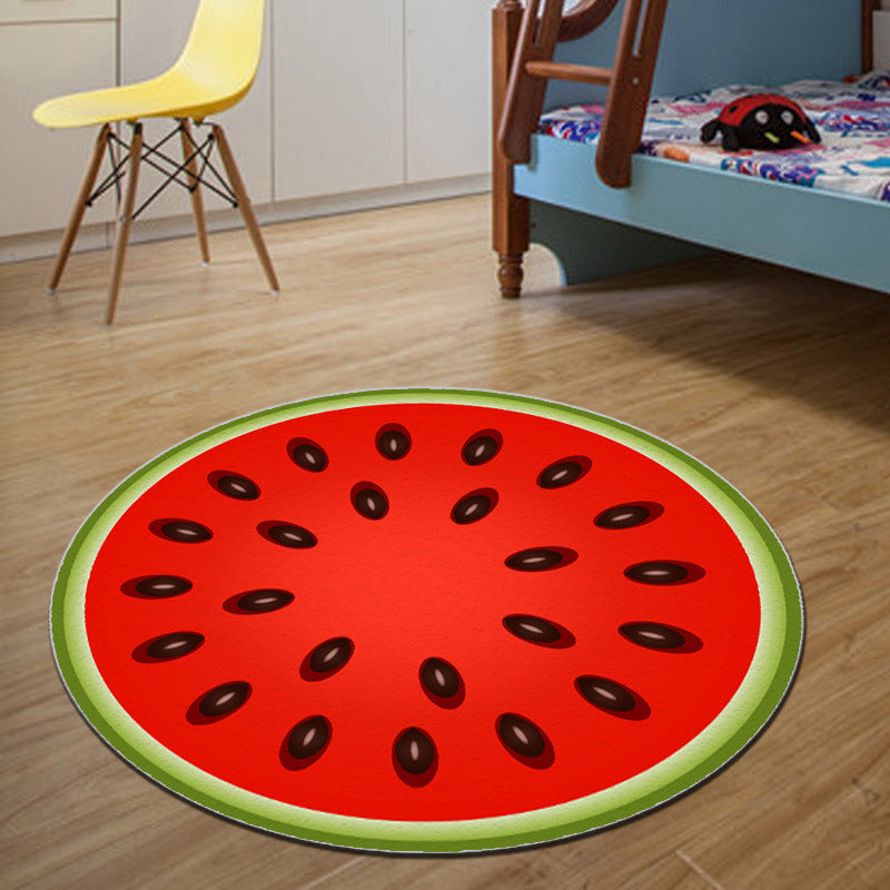 Unique 3D Cartoon Rug Multi Color Novelty Carpet Polypropylene Non-Slip Backing Stain Resistant Washable Rug for Bedroom Watermelon Red Clearhalo 'Area Rug' 'Rug' 2171565