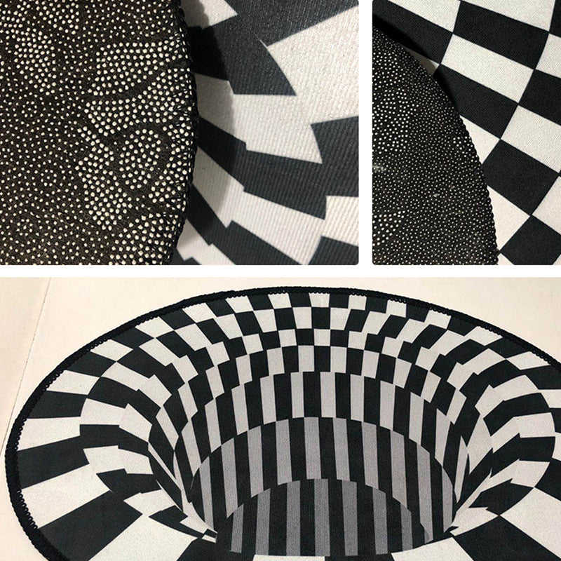 Creepy Hole 3D Illusion Rug Black and White Modern Rug Polypropylene Pet  Friendly Non-Slip Stain Resistant Carpet for Sitting Room