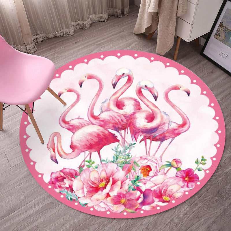 Tropical Flamingo Rug Multicolor Synthetics Carpet Washable Anti-Slip Backing Pet Friendly Rug for Living Room Pink Design 2 Clearhalo 'Area Rug' 'Rug' 2171696