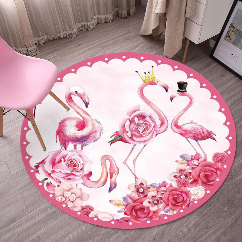 Tropical Flamingo Rug Multicolor Synthetics Carpet Washable Anti-Slip Backing Pet Friendly Rug for Living Room Pink Design 7 Clearhalo 'Area Rug' 'Rug' 2171699