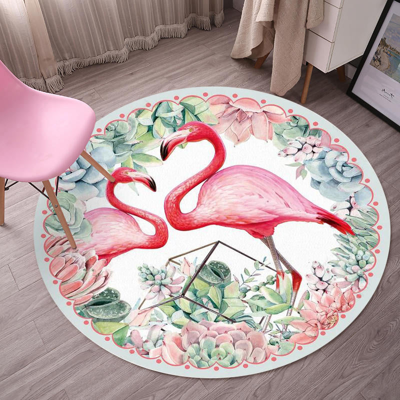 Tropical Flamingo Rug Multicolor Synthetics Carpet Washable Anti-Slip Backing Pet Friendly Rug for Living Room Pink Design 3 Clearhalo 'Area Rug' 'Rug' 2171705