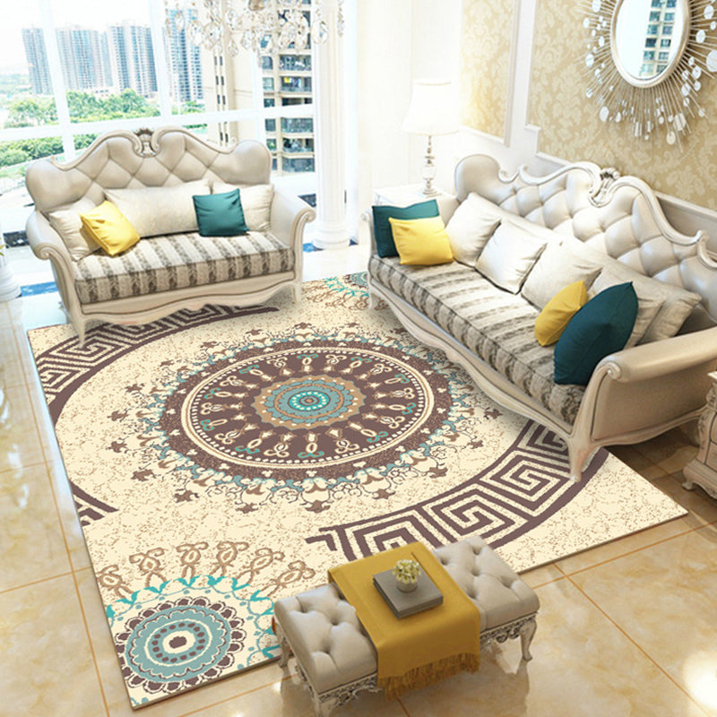 Casual Digital Print Floral Rug Multi-Color Modern Rug Polyester Stain Resistant Anti-Slip Backing Washable Carpet for Great Room Dark Khaki Clearhalo 'Area Rug' 'Modern' 'Rugs' Rug' 2171715