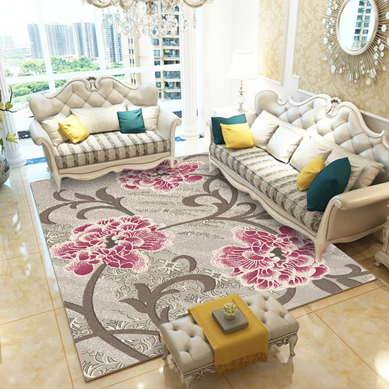 Casual Digital Print Floral Rug Multi-Color Modern Rug Polyester Stain Resistant Anti-Slip Backing Washable Carpet for Great Room Pink 2'7" x 3'11" Clearhalo 'Area Rug' 'Modern' 'Rugs' Rug' 2171717