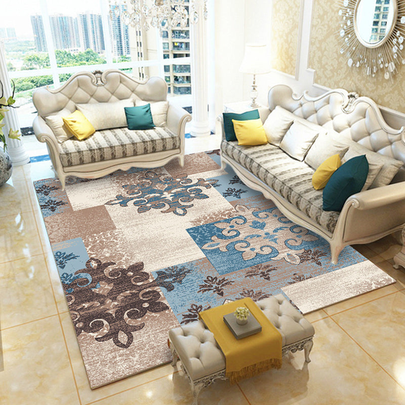 Casual Digital Print Floral Rug Multi-Color Modern Rug Polyester Stain Resistant Anti-Slip Backing Washable Carpet for Great Room Blue Clearhalo 'Area Rug' 'Modern' 'Rugs' Rug' 2171726