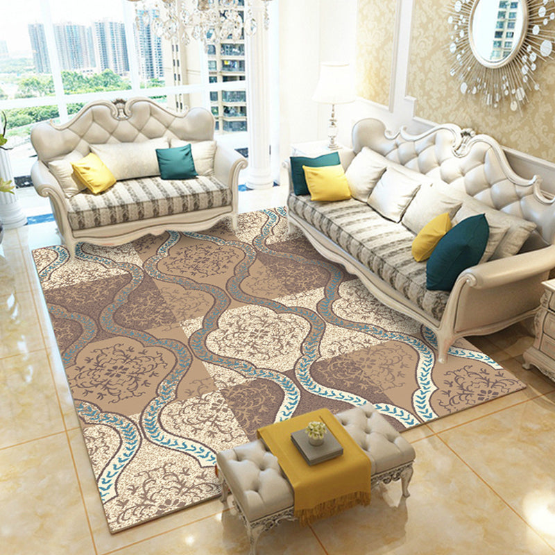 Casual Digital Print Floral Rug Multi-Color Modern Rug Polyester Stain Resistant Anti-Slip Backing Washable Carpet for Great Room Tan Clearhalo 'Area Rug' 'Modern' 'Rugs' Rug' 2171733