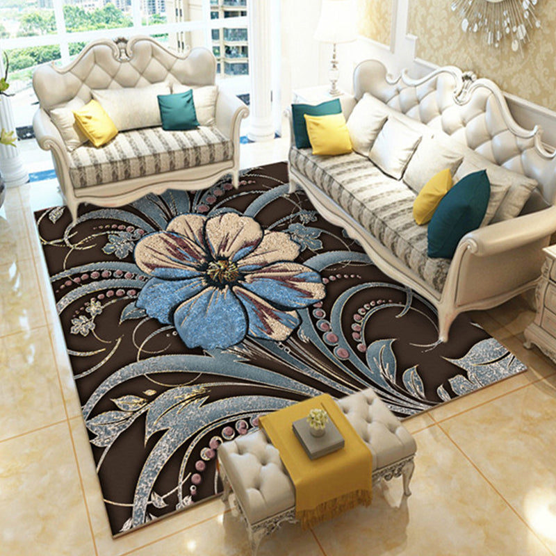 Casual Digital Print Floral Rug Multi-Color Modern Rug Polyester Stain Resistant Anti-Slip Backing Washable Carpet for Great Room Light Coffee Clearhalo 'Area Rug' 'Modern' 'Rugs' Rug' 2171735