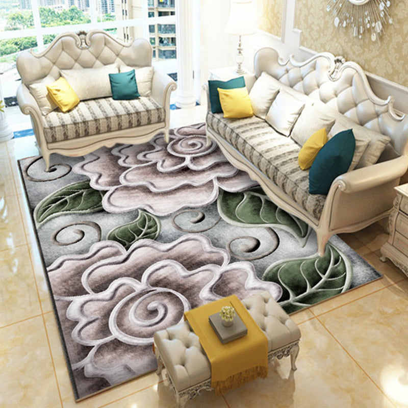 Casual Digital Print Floral Rug Multi-Color Modern Rug Polyester Stain Resistant Anti-Slip Backing Washable Carpet for Great Room Pink 5'3" x 7'7" Clearhalo 'Area Rug' 'Modern' 'Rugs' Rug' 2171740