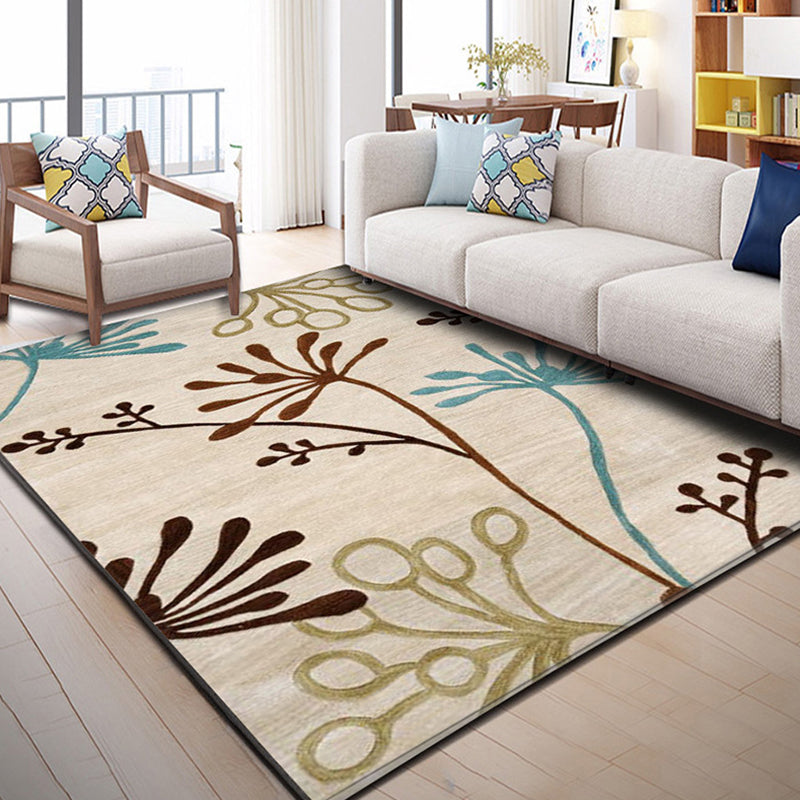 Modern Living Room Area Rug Multi Color Flower Carpet Polypropylene Washable Non-Slip Stain Resistant Indoor Rug Dark Beige Clearhalo 'Area Rug' 'Modern' 'Rugs' Rug' 2171741