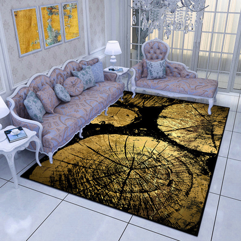 Modern Living Room Area Rug Multi Color Flower Carpet Polypropylene Washable Non-Slip Stain Resistant Indoor Rug Gold-Black Clearhalo 'Area Rug' 'Modern' 'Rugs' Rug' 2171744