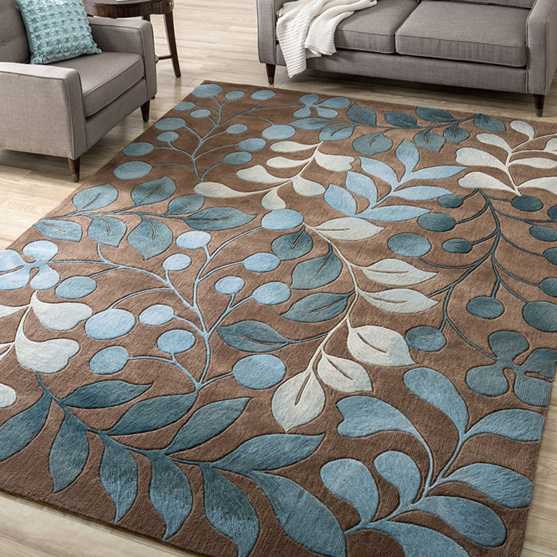 Modern Living Room Area Rug Multi Color Flower Carpet Polypropylene Washable Non-Slip Stain Resistant Indoor Rug Dark Coffee Clearhalo 'Area Rug' 'Modern' 'Rugs' Rug' 2171754