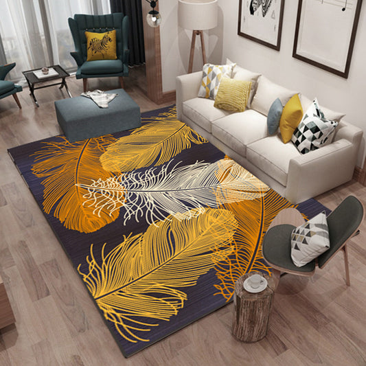 Multi-Colored Plant Print Rug Polyester Nordic Carpet Stain Resistant Pet Friendly Non-Slip Rug for Family Room Yellow-Red Clearhalo 'Area Rug' 'Modern' 'Rugs' Rug' 2171763