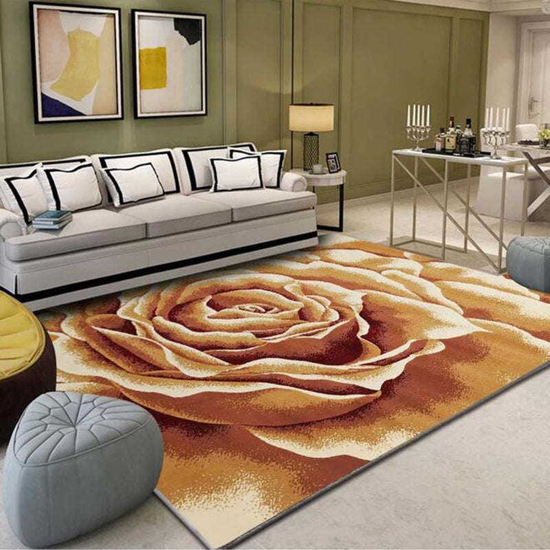 Multi-Colored Plant Print Rug Polyester Nordic Carpet Stain Resistant Pet Friendly Non-Slip Rug for Family Room Brass Clearhalo 'Area Rug' 'Modern' 'Rugs' Rug' 2171764