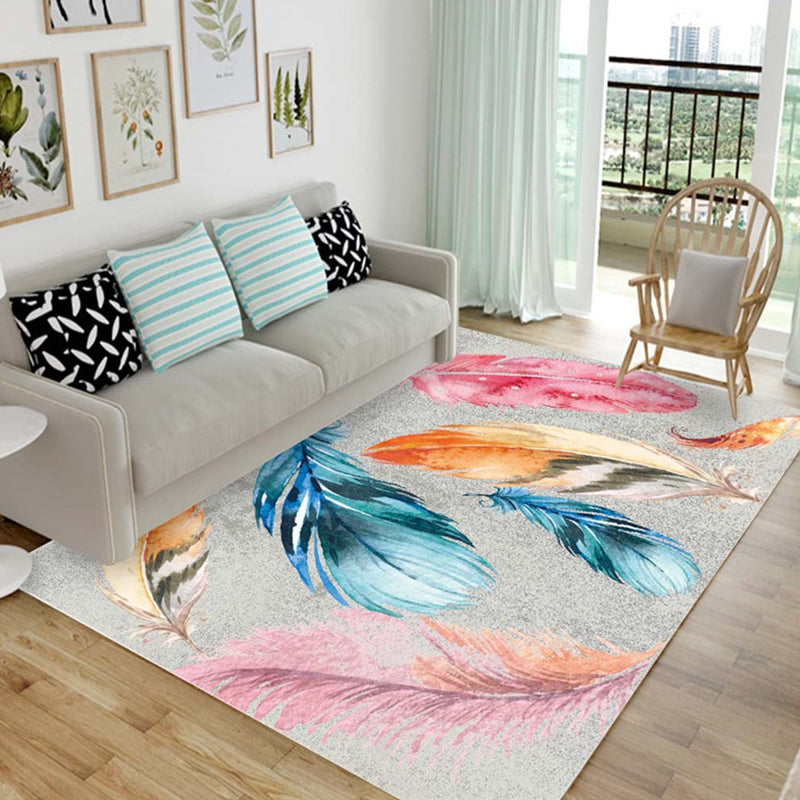 Chic Multicolor Modern Rug Synthetics Feather Patterned Rug Non-Slip Washable Stain Resistant Rug for Lounge Pink-Blue Clearhalo 'Area Rug' 'Modern' 'Rugs' Rug' 2171771