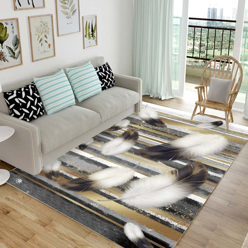 Chic Multicolor Modern Rug Synthetics Feather Patterned Rug Non-Slip Washable Stain Resistant Rug for Lounge Dark Gray Clearhalo 'Area Rug' 'Modern' 'Rugs' Rug' 2171774