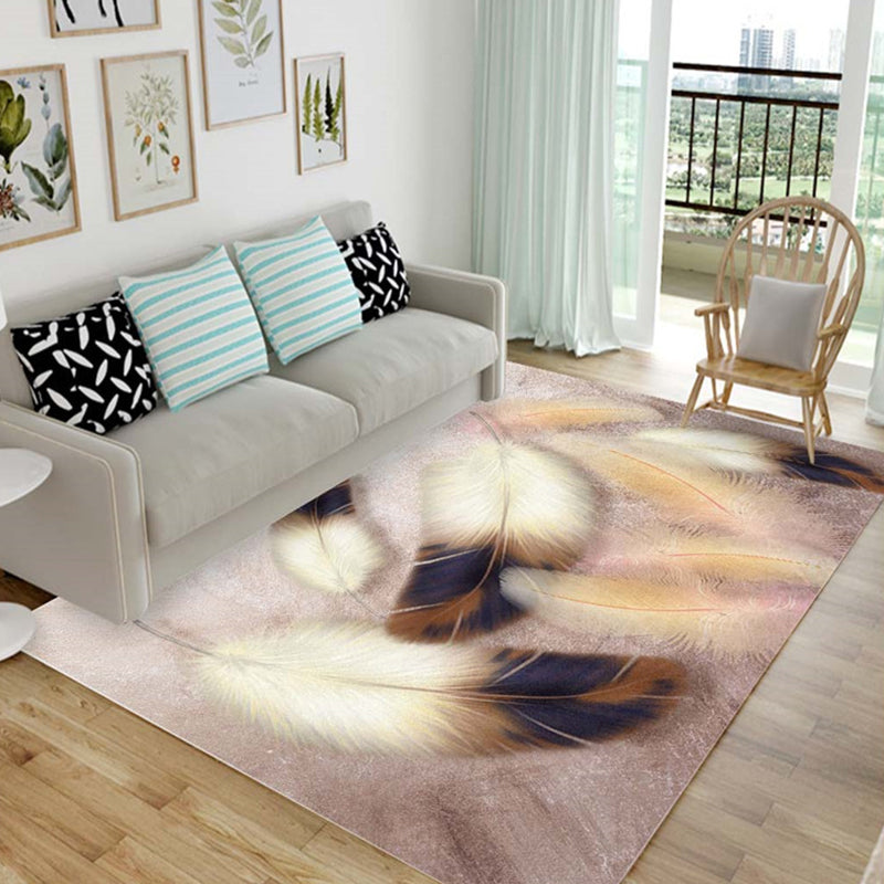 Chic Multicolor Modern Rug Synthetics Feather Patterned Rug Non-Slip Washable Stain Resistant Rug for Lounge Pink-White Clearhalo 'Area Rug' 'Modern' 'Rugs' Rug' 2171776