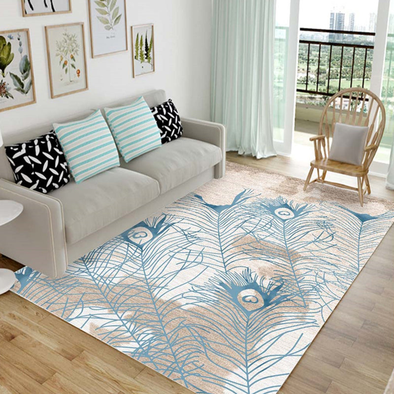 Chic Multicolor Modern Rug Synthetics Feather Patterned Rug Non-Slip Washable Stain Resistant Rug for Lounge Blue Clearhalo 'Area Rug' 'Modern' 'Rugs' Rug' 2171783