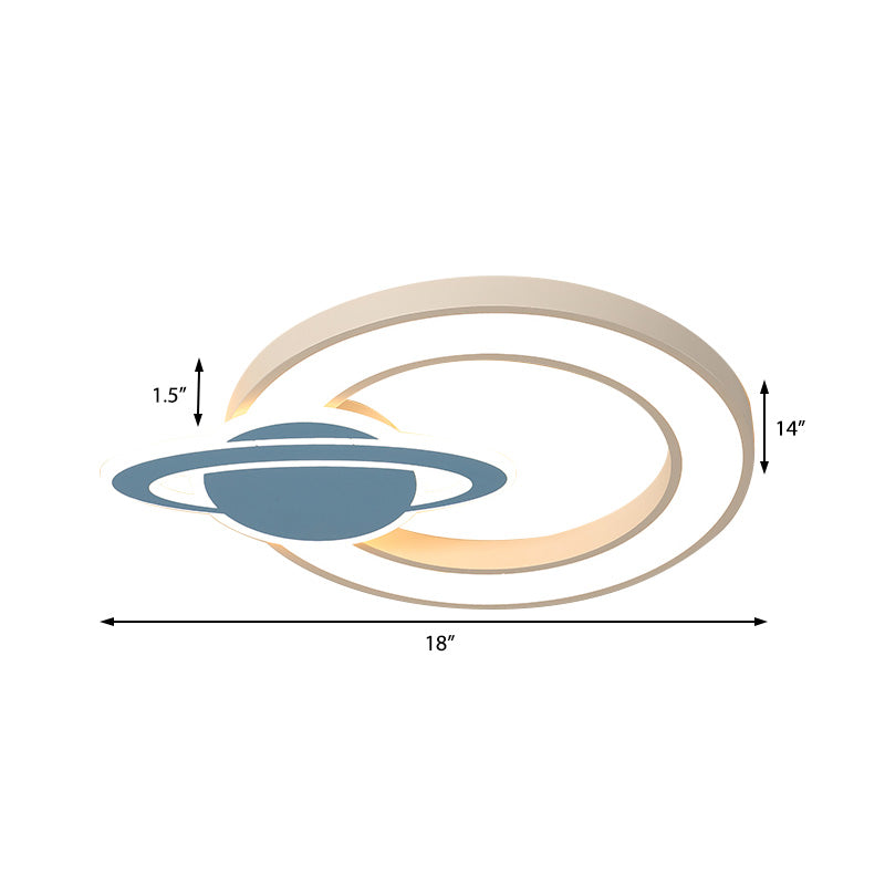 Acrylic Planet Shade Flush Pendant Light Nordic Style LED White Ceiling Mounted Light for Children Room, Warm/White Light Clearhalo 'Ceiling Lights' 'Close To Ceiling Lights' 'Close to ceiling' 'Flush mount' Lighting' 217182