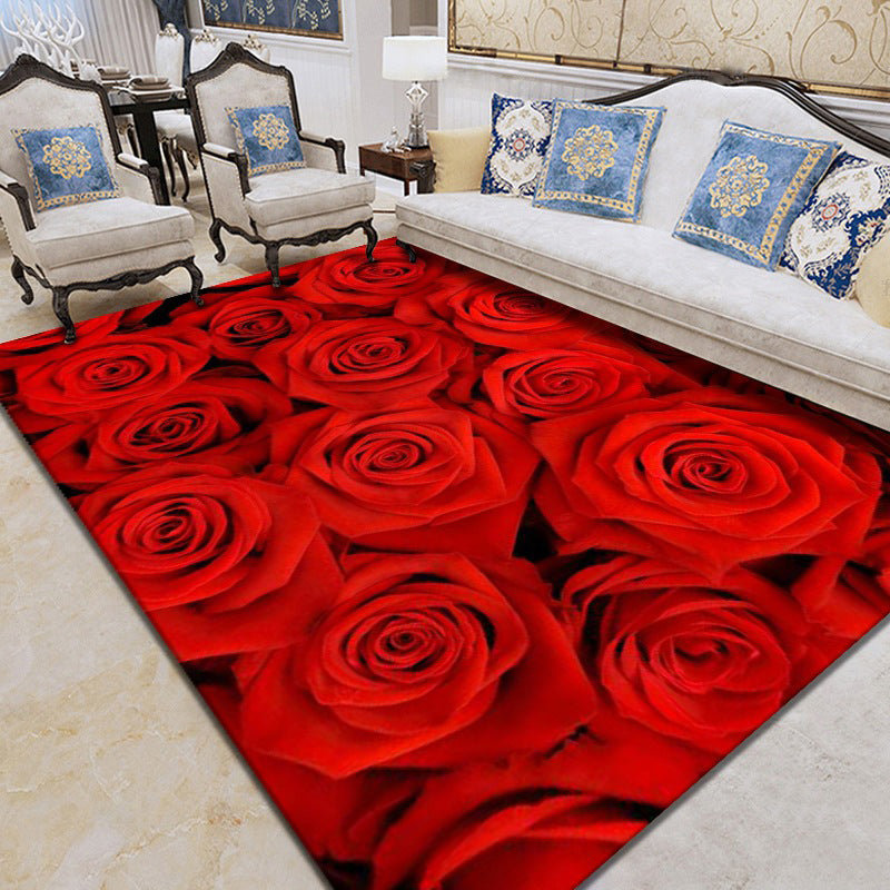 Pretty 3D Flower Indoor Rug Multi Color Modern Carpet Polypropylene Washable Non-Slip Backing Stain Resistant Rug for Home Red Clearhalo 'Area Rug' 'Modern' 'Rugs' Rug' 2171884