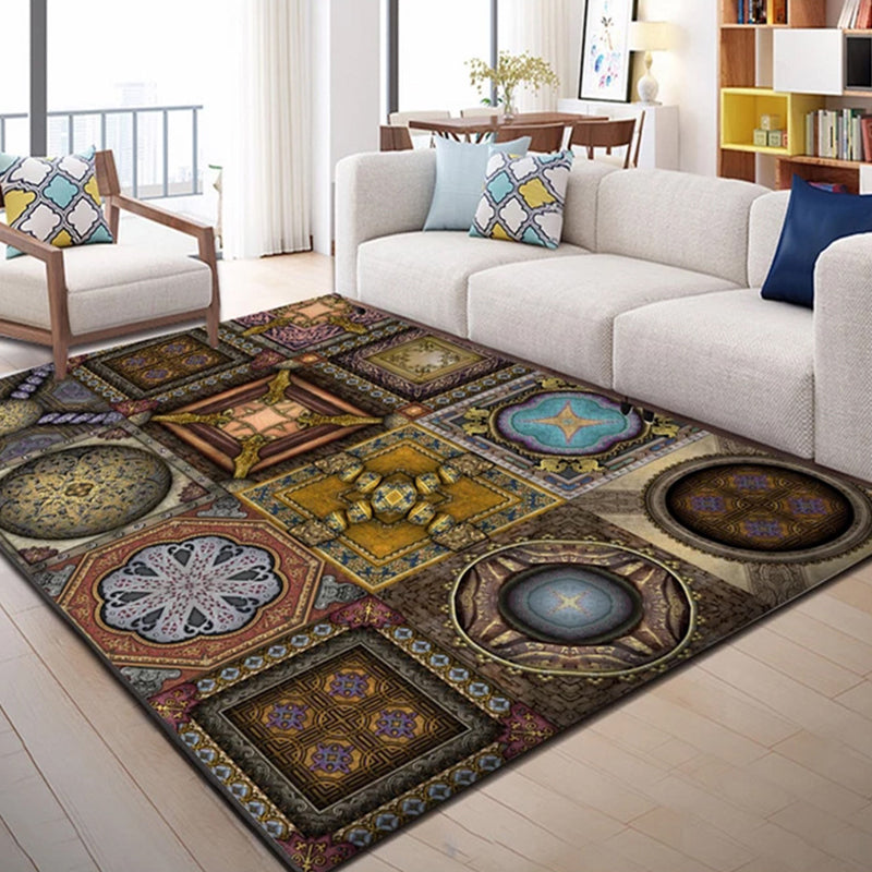 Modern Room Rug Multi Colored Abstract Pattern Rug Polypropylene Non-Slip Pet  Friendly Carpet - Clearhalo