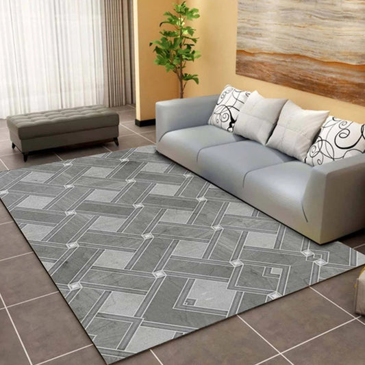 Trendy Multi-Color Nordic Rug Polypropylene Abstract Drawing Carpet Non-Slip Stain Resistant Machine Washable Rug for Living Room Grey Clearhalo 'Area Rug' 'Modern' 'Rugs' Rug' 2171928