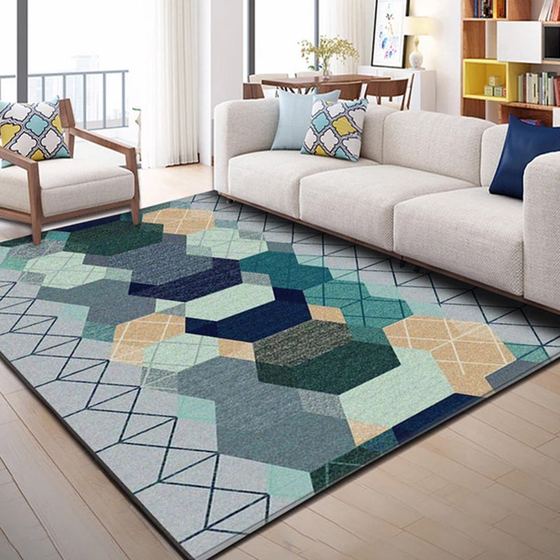 Trendy Multi-Color Nordic Rug Polypropylene Abstract Drawing Carpet Non-Slip Stain Resistant Machine Washable Rug for Living Room Gray-Green Clearhalo 'Area Rug' 'Modern' 'Rugs' Rug' 2171930