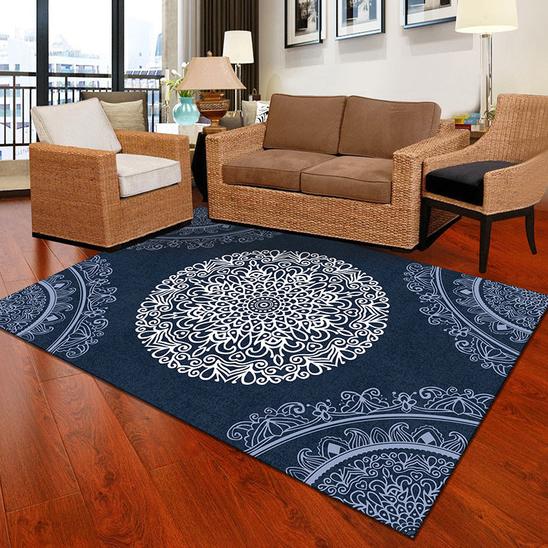 Multicolor Geometric Botanical Rug Synthetics Modern Carpet Stain Resistant Non-Slip Washable Rug for Home Navy Clearhalo 'Area Rug' 'Modern' 'Rugs' Rug' 2171964