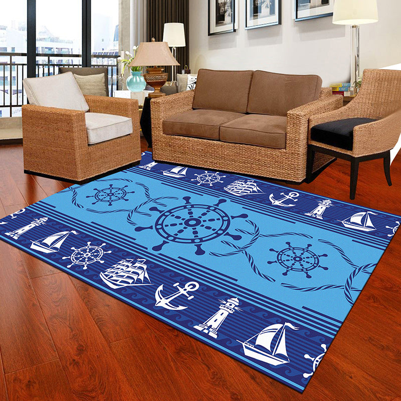 Multicolor Geometric Botanical Rug Synthetics Modern Carpet Stain Resistant Non-Slip Washable Rug for Home Blue-White Clearhalo 'Area Rug' 'Modern' 'Rugs' Rug' 2171977