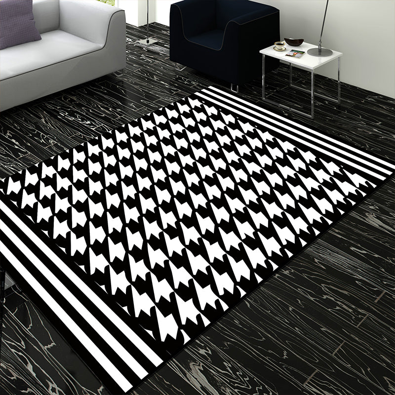 Personality Patterned Rug Multi Colored Nordic Carpet Synthetics Machine Washable Non-Slip Pet Friendly Rug for Great Room Black Clearhalo 'Area Rug' 'Modern' 'Rugs' Rug' 2172098