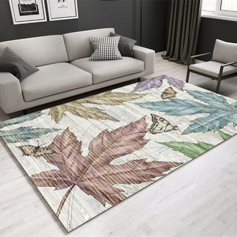 Multi Colored Lounge Area Rug Modern Leaf Print Carpet Polypropylene Non-Slip Backing Pet Friendly Washable Rug Brown Clearhalo 'Area Rug' 'Modern' 'Rugs' Rug' 2172105