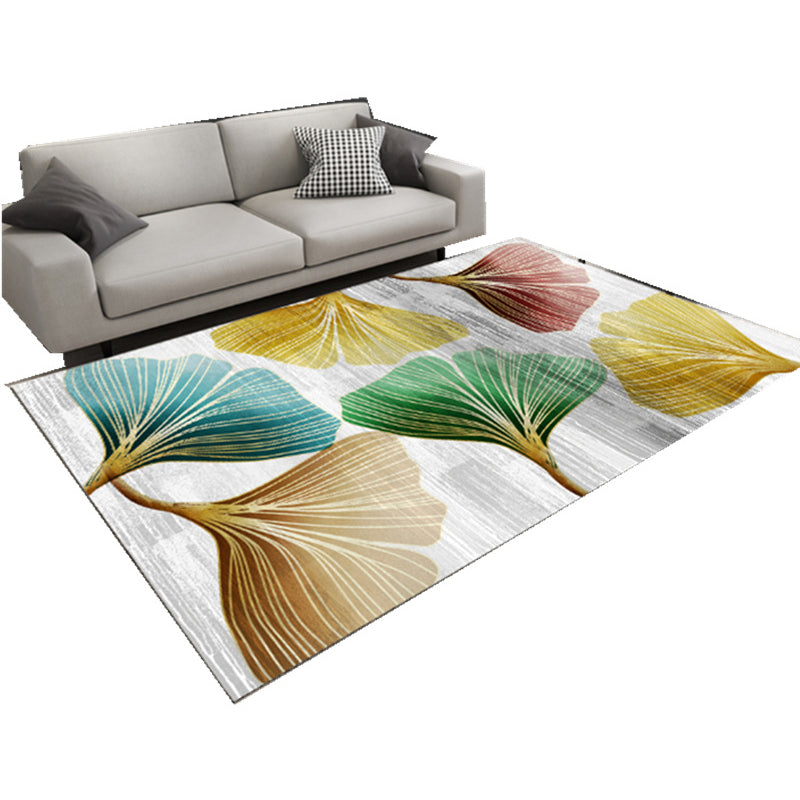 Multi Colored Lounge Area Rug Modern Leaf Print Carpet Polypropylene Non-Slip Backing Pet Friendly Washable Rug Clearhalo 'Area Rug' 'Modern' 'Rugs' Rug' 2172106